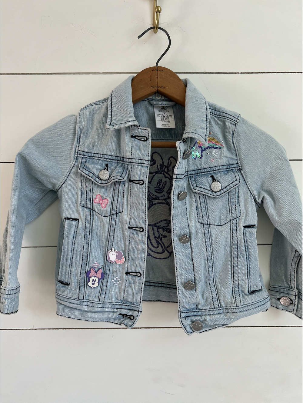 Disney Minnie Mouse Light Blue Denim Embroidered Sequins Jacket Girl's Size 4T